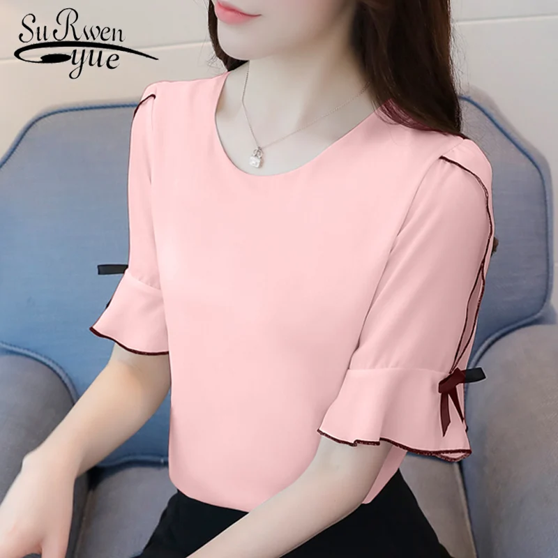 2019 summer flare sleeve chiffon women's clothing shirt fashion pink women shirt blouse sweet women's tops blouse blusas D716 30
2019 summer flare sleeve chiffon women's clothing shirt fashion pink women shirt blouse sweet women's tops blouse blusas D716 30