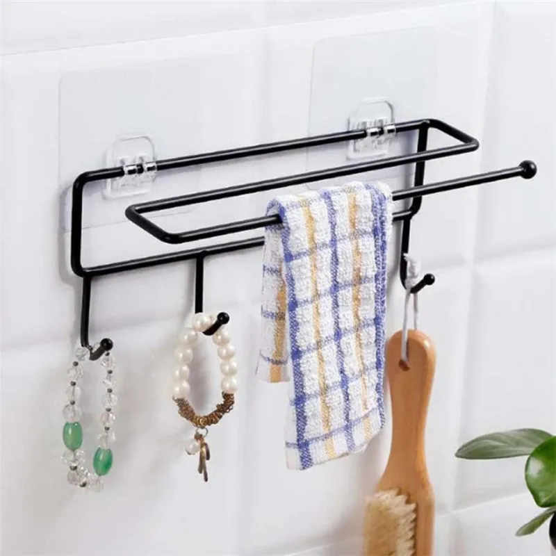 Wall Sticking Bathroom Towel Hanger Metal Shelf Bathroom Tissue Holder Rack With 4 Hooks Space Saving Wall Mounted Racks #B20
Wall Sticking Bathroom Towel Hanger Metal Shelf Bathroom Tissue Holder Rack With 4 Hooks Space Saving Wall Mounted Racks #B20