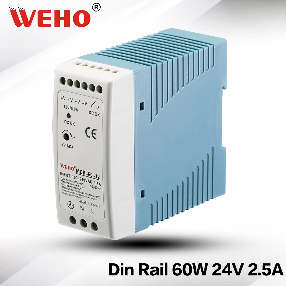 (MDR-60-24)CE ROHS 60w power supply input ac 85~264v dc 24v mini din rail power supply
(MDR-60-24)CE ROHS 60w power supply input ac 85~264v dc 24v mini din rail power supply