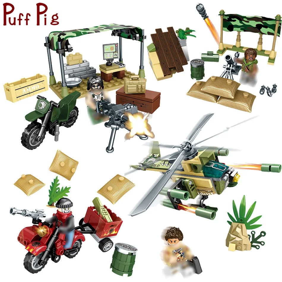 Puff Pig 4Styles Military WW2 Force Battle Weapons Building Blocks legorreta Army Figures Helicopter Toy Children Toys For Kids
Puff Pig 4Styles Military WW2 Force Battle Weapons Building Blocks legorreta Army Figures Helicopter Toy Children Toys For Kids