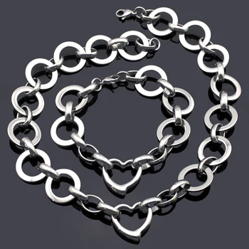 Romantic Gold/Silver Love Heart Necklace Bracelet Jewelry Set Women Stainless Steel Fashion Charm Party Gift For Couples HJS096
Romantic Gold/Silver Love Heart Necklace Bracelet Jewelry Set Women Stainless Steel Fashion Charm Party Gift For Couples HJS096