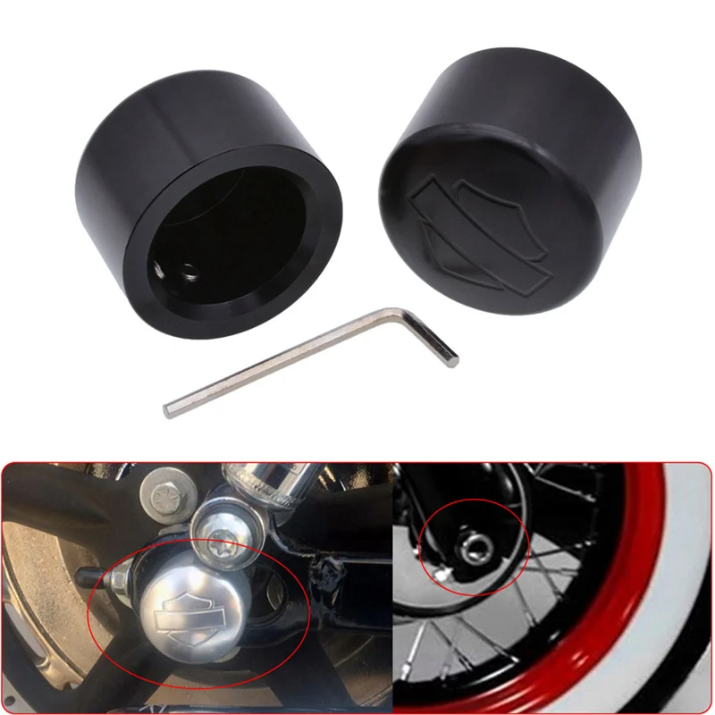 1 Pair Black / Chrome Front Axle Nut Cover Cap for Harley Softail Dyna V-Rod Touring Trike - Set Motorcycle Styling 
1 Pair Black / Chrome Front Axle Nut Cover Cap for Harley Softail Dyna V-Rod Touring Trike - Set Motorcycle Styling
