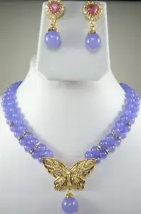Free shipping Beautiful 2Row 8MM Alexandrite Beads Necklace Earring Set