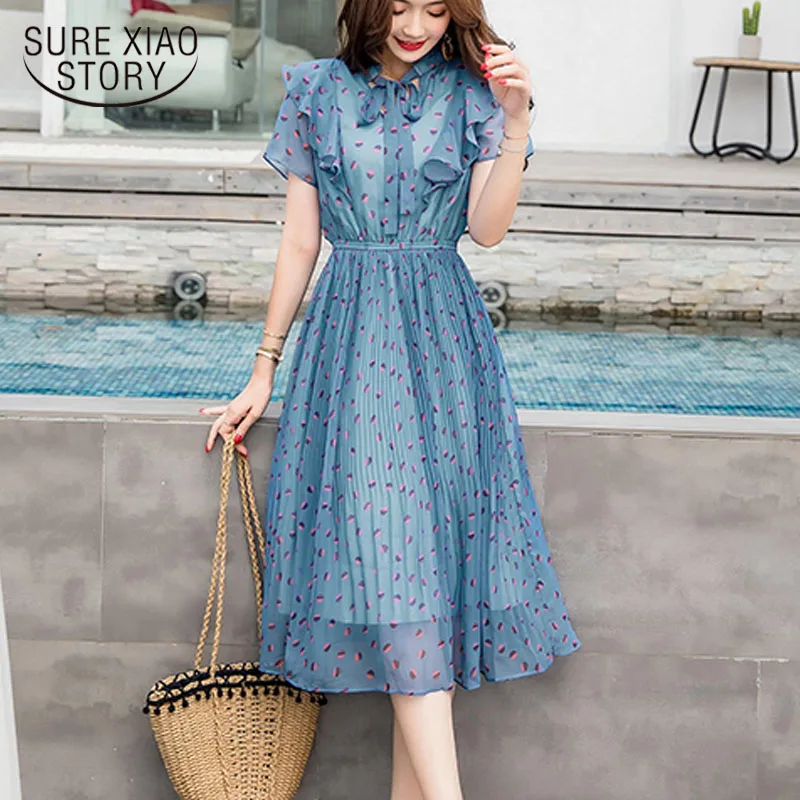 2019 New Korean vertical collar dress Summer Loose Short Sleeve Women Dress Wave Point Elastic Waist Beach clothes 4776 50
2019 New Korean vertical collar dress Summer Loose Short Sleeve Women Dress Wave Point Elastic Waist Beach clothes 4776 50