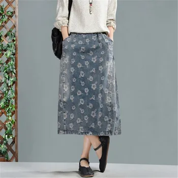 Spring 2019 Denim Skirt Women Casual Midi Skirt Elastic Waist Vintage Cotton Flower Jeans Skirt Female Chinese Style Ds50523
Spring 2019 Denim Skirt Women Casual Midi Skirt Elastic Waist Vintage Cotton Flower Jeans Skirt Female Chinese Style Ds50523