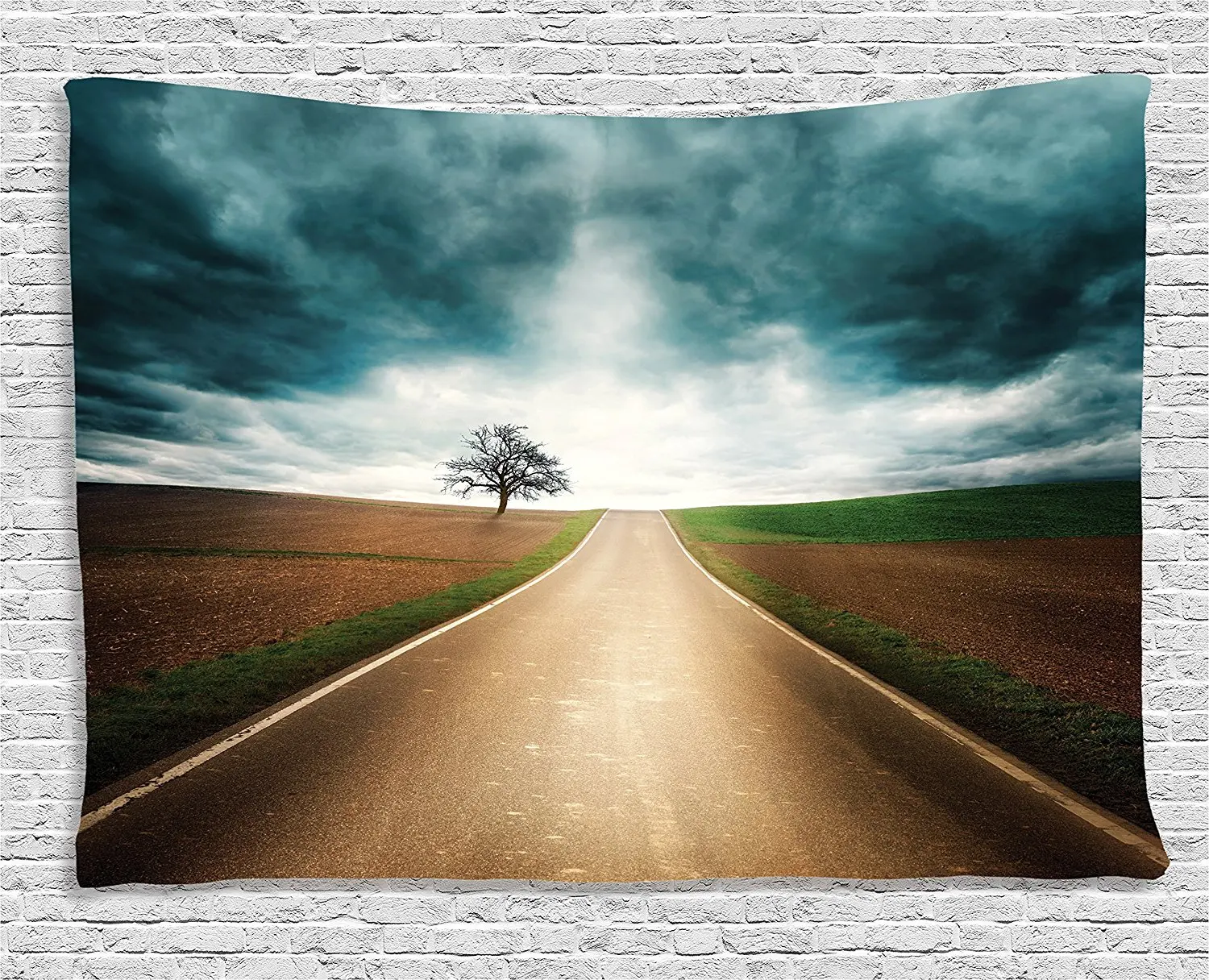 Farm House Decor Tapestry Road Through Empty Fields with Dramatic Sky Dark Clouds and Symmetrical Composition Wall Hanging
Farm House Decor Tapestry Road Through Empty Fields with Dramatic Sky Dark Clouds and Symmetrical Composition Wall Hanging