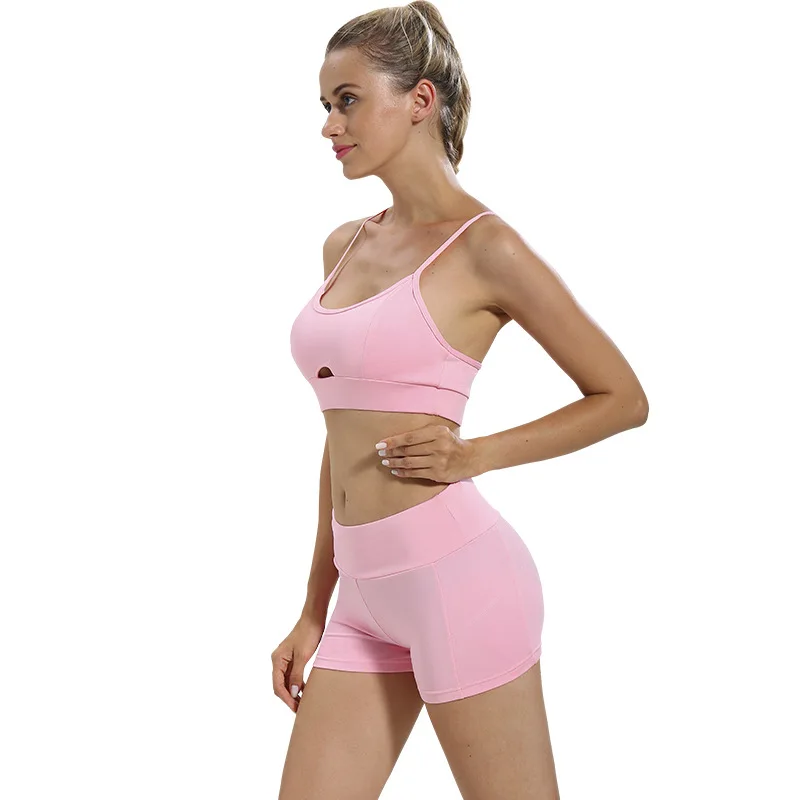 Sports Suit Women Running Gym Fitness Clothing Green And Pink Yoga Bra + Short Leggings Yoga Set Workout Clothes for Women (3)
