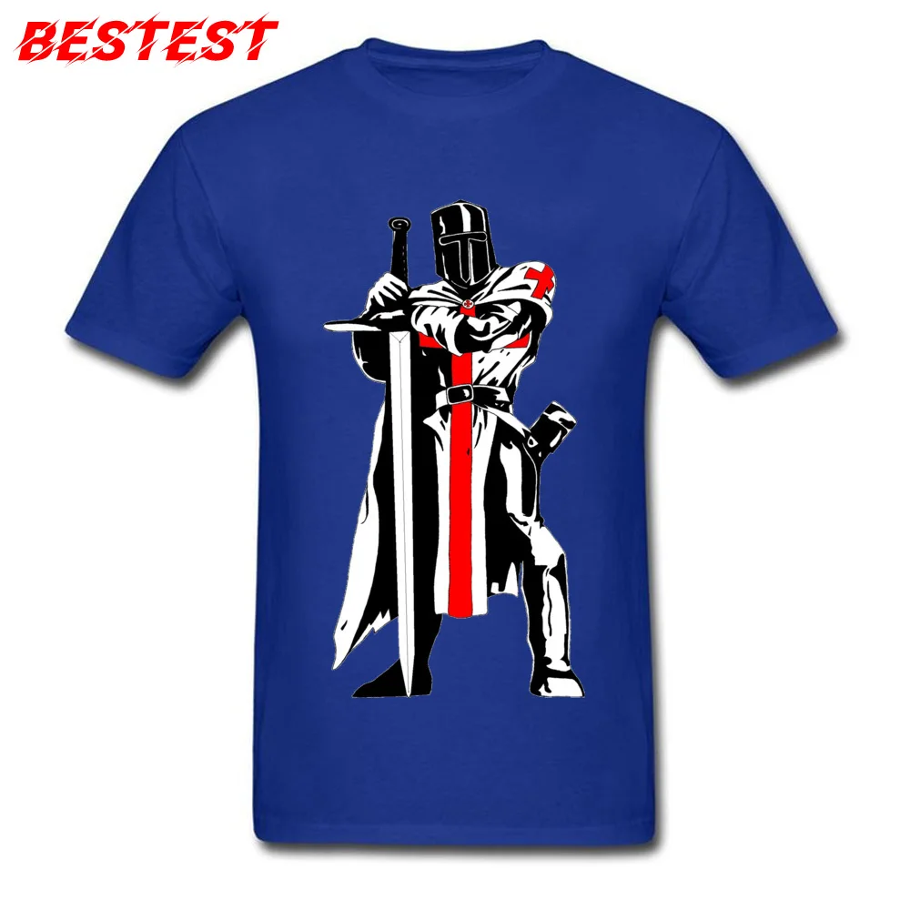 Summer Short Sleeve Tops Shirt Summer Fashion Crewneck Pure Cotton Tshirts Men's Top T-shirts 201896Ytemple flag medival knight 201896Ytemple flag medival knight blue
