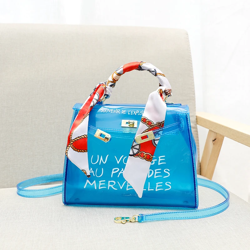 BLUE Un Voyage au Pays des Merveilles Clear Transparent PVC Shoulder Bags Women
