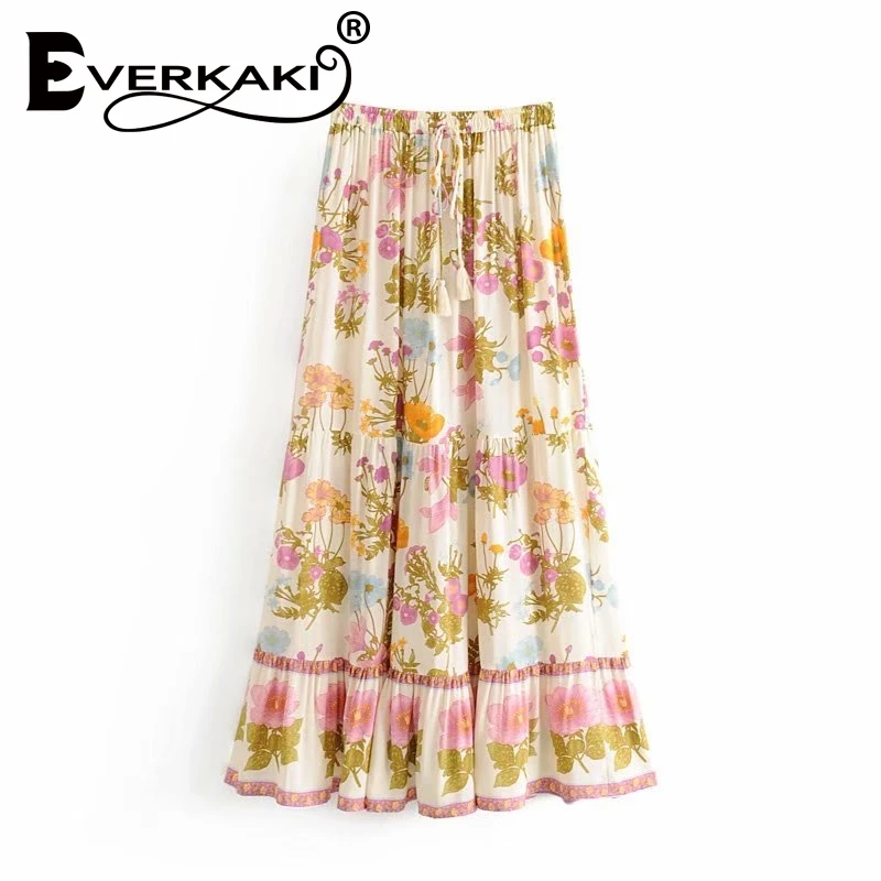 Everkaki Vintage chic fashion women Hippie beach Bohemian floral print pleated skirt High Elastic Waist Maxi A-Line Boho Skirts
Everkaki Vintage chic fashion women Hippie beach Bohemian floral print pleated skirt High Elastic Waist Maxi A-Line Boho Skirts