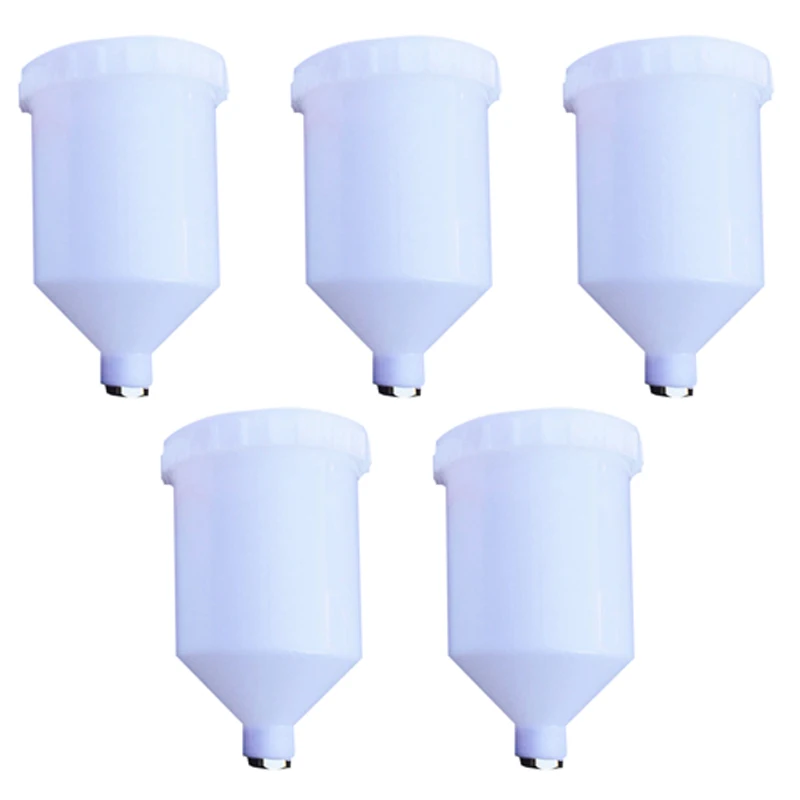 600ml Gravity White Spray Gun Plastic Cup Paint Pot Threaded For H-827, H-887