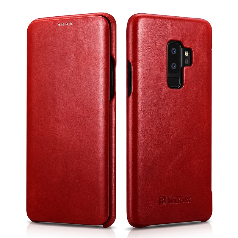 Флип чехол из натуральной кожи для Samsung Galaxy S9 тонкий защитный Plus деловой
