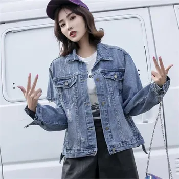 Shredded Denim Jackets Women 2019 Spring Autumn Loose Leisure Tops Single-Breasted Fashion Female Outerwear C069
Shredded Denim Jackets Women 2019 Spring Autumn Loose Leisure Tops Single-Breasted Fashion Female Outerwear C069