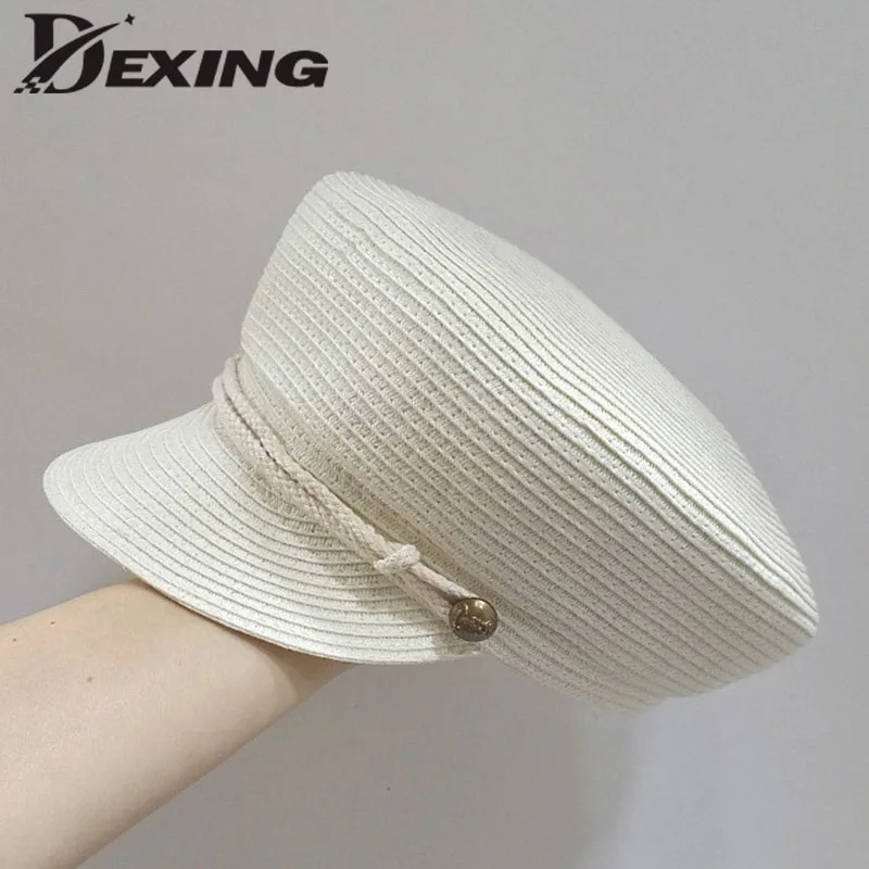 Fashion Straw Breathable Military Hat spring summer Sailor Hat For Women Black flat top Captain Cap
Fashion Straw Breathable Military Hat spring summer Sailor Hat For Women Black flat top Captain Cap