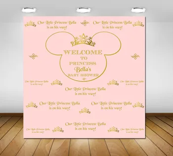 custom minnie mouse royal pink and gold baby shower backdrop High quality Computer print party background
custom minnie mouse royal pink and gold baby shower backdrop High quality Computer print party background