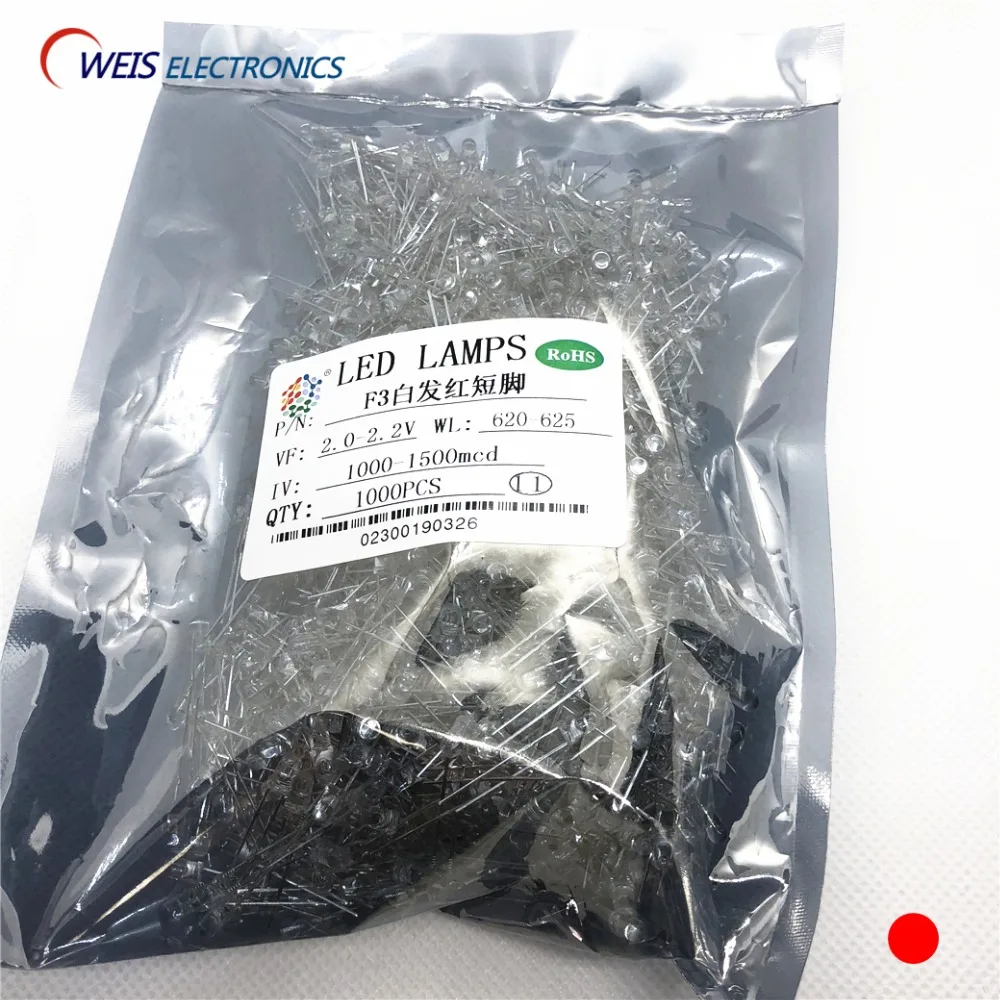 1000PCS F3 3MM red DIP LED , water clear , short pins, round 620-625nm 2.0-2.2v 1000-1500mcd wholesale
1000PCS F3 3MM red DIP LED , water clear , short pins, round 620-625nm 2.0-2.2v 1000-1500mcd wholesale