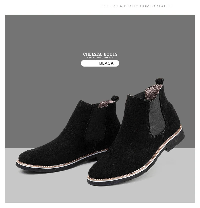 Vintage Genuine Leather Fashion Men Casual Boots Pointed Toe High Quality Male Chelsea Boots Winter Retro Shoes986 16