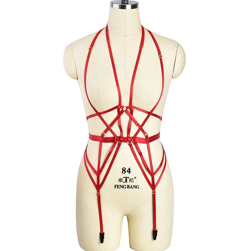 Women Harajuku Cosplay Red Bodysuit Sexy Adjustable Body Bondage Harness Lingerie Gothic Suspenders Belt Fetish Wear Leg Garters
Women Harajuku Cosplay Red Bodysuit Sexy Adjustable Body Bondage Harness Lingerie Gothic Suspenders Belt Fetish Wear Leg Garters