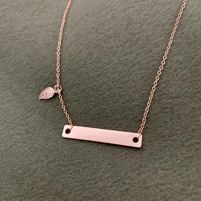 Rose Gold Bar Rod Pendant Necklace Exquisite 3D Heart Tree Leaves Charms Women Jewelry Girlfriends Gift Dropshipping | Украшения и