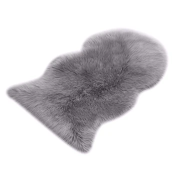 Faux Fur Sheepskin Rug 60 x 90 cm Faux Fleece Fluffy Area Rugs Anti-Skid Carpet for Living Room Bedroom Sofa Nursery Rugs (Gre