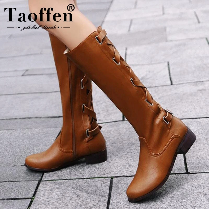 Taoffen Plus 33-50 Women Boots Cross Strap Buckle Winter Knee Boots Platform Round Toe Fashion Shoes Women Warm Fur Footwear
Taoffen Plus 33-50 Women Boots Cross Strap Buckle Winter Knee Boots Platform Round Toe Fashion Shoes Women Warm Fur Footwear