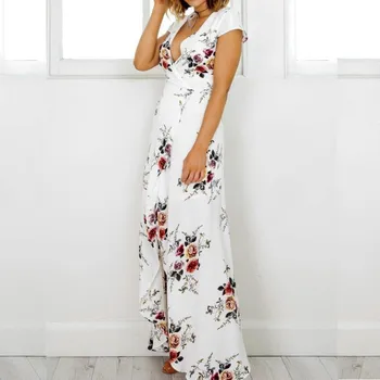 2019 Women Deep V Neck Sexy Slit Boho Dress Summer Popular Long Holiday Dress Casual Holiday Floral Print Midi Dress
2019 Women Deep V Neck Sexy Slit Boho Dress Summer Popular Long Holiday Dress Casual Holiday Floral Print Midi Dress