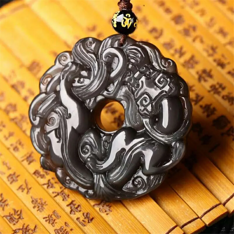 Drop Shipping Genuine Natural Rainbow Light Ice Obsidian Gemstone Crystal Carving Design Fashion Necklaces Pendant 45mm (1)