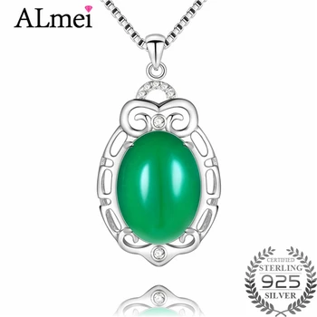 Almei Genuine 8ct Chalcedony 925 Sterling Silver Pendant Necklaces with Shiny Green Cat's Eye Stone for Women Free Box 40% FN077
Almei Genuine 8ct Chalcedony 925 Sterling Silver Pendant Necklaces with Shiny Green Cat's Eye Stone for Women Free Box 40% FN077