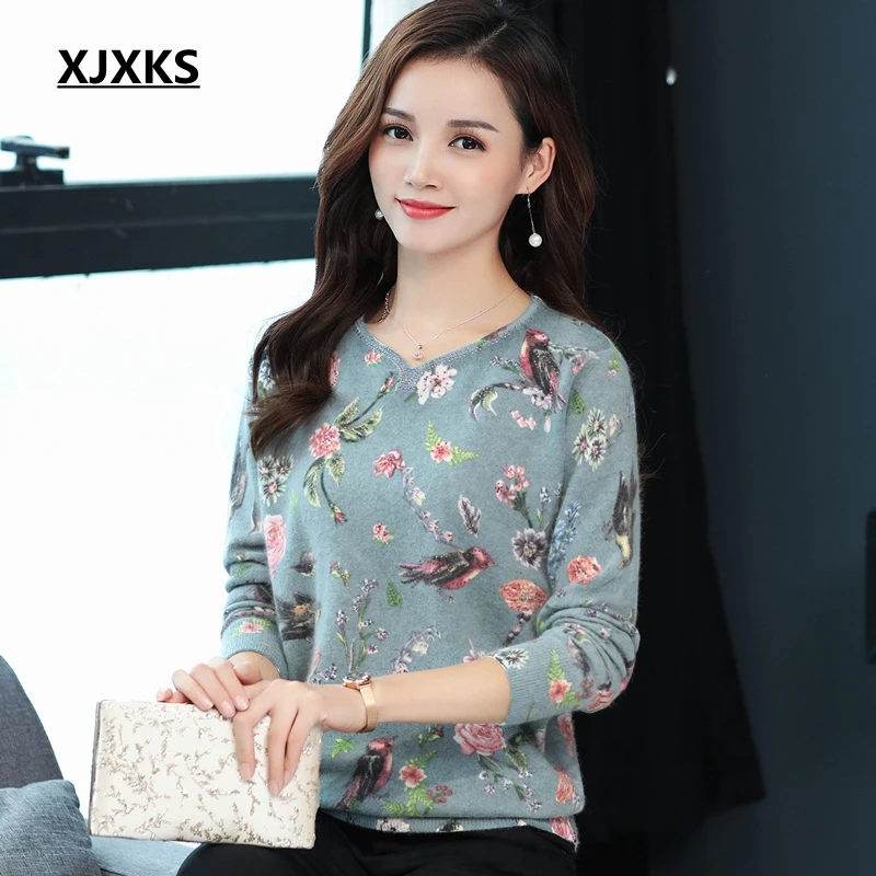 XJXKS Women Sweaters And Pullovers Pure Mink Cashmere Knitted Pullover Ladies Sweater Print Pullover Plus Size Warm Winter Tops
XJXKS Women Sweaters And Pullovers Pure Mink Cashmere Knitted Pullover Ladies Sweater Print Pullover Plus Size Warm Winter Tops