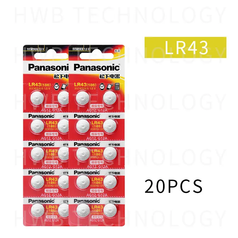 20X PANASONIC AG12 LR43 186 0%Hg for Watches Toys 1.5V Cell Alkaline batteries For calculator 0%Hg
20X PANASONIC AG12 LR43 186 0%Hg for Watches Toys 1.5V Cell Alkaline batteries For calculator 0%Hg