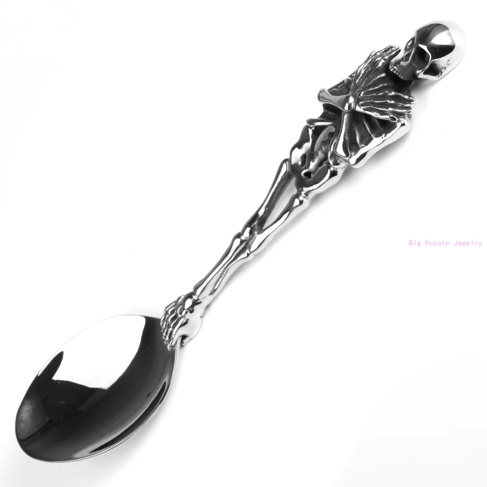 Soup Spoon Silver Black Color Stainless Steel High Quality Western Tableware With Cool Skull Skeleton For Mens Gift
Soup Spoon Silver Black Color Stainless Steel High Quality Western Tableware With Cool Skull Skeleton For Mens Gift