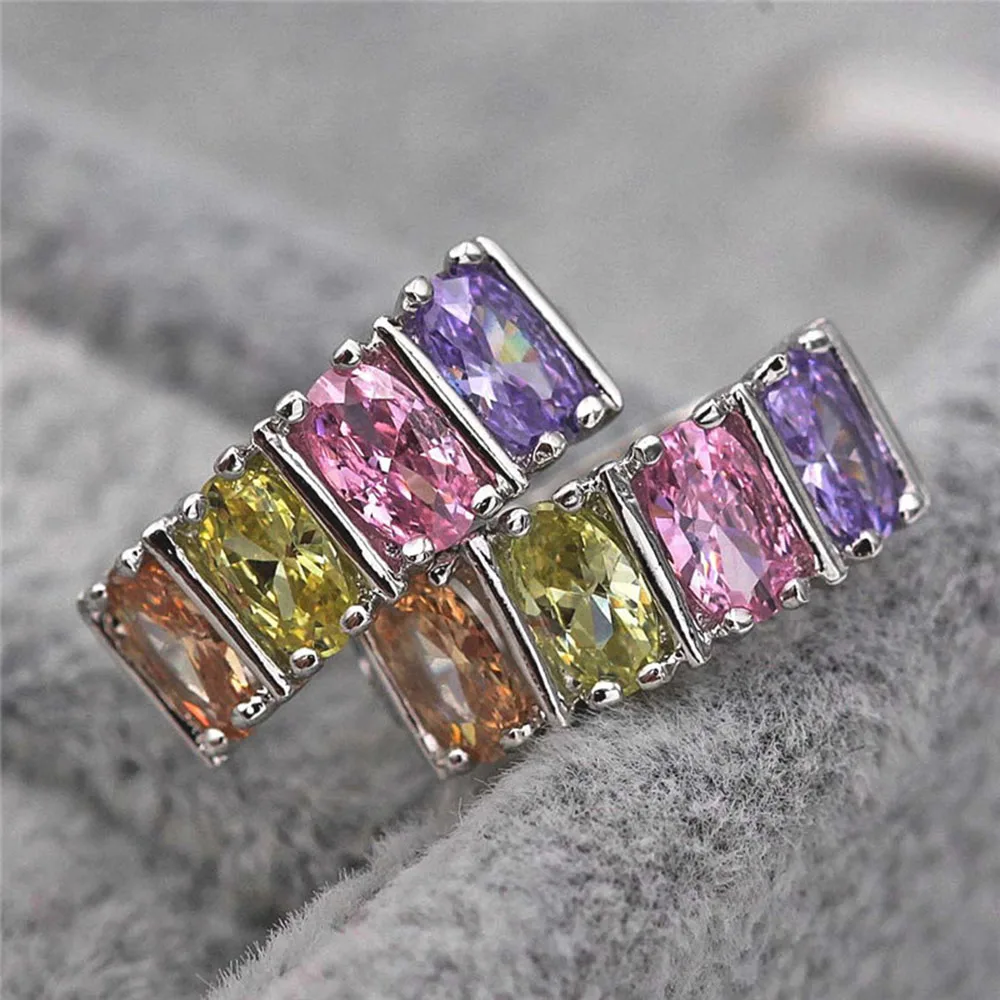 Luxury Hoop Earrings for Women White Gold Filled Earring With Rainbow Zircon Colorful Jewelry For Women Anniversary Engagement
Luxury Hoop Earrings for Women White Gold Filled Earring With Rainbow Zircon Colorful Jewelry For Women Anniversary Engagement