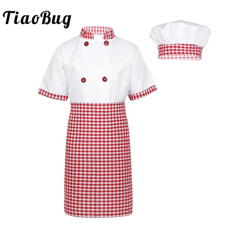 TiaoBug Kids Unisex Chef Uniform Children Kitchen Cook Cosplay Party Halloween Costume Set Boys Girls Chef Jacket with Apron Hat
TiaoBug Kids Unisex Chef Uniform Children Kitchen Cook Cosplay Party Halloween Costume Set Boys Girls Chef Jacket with Apron Hat