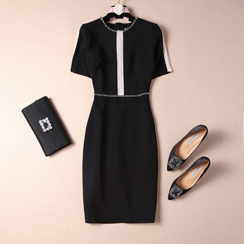 Women diamonds beading elegant black dress office lady short sleeves sheath knee length sexy plus size dresses new 2019 summer
Women diamonds beading elegant black dress office lady short sleeves sheath knee length sexy plus size dresses new 2019 summer