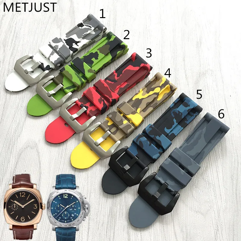24mm Man Waterproof Silicone Rubber Watchbands Camouflage red green blue Strap Steel Buckle Clasp Replacement For Panerai PAM
24mm Man Waterproof Silicone Rubber Watchbands Camouflage red green blue Strap Steel Buckle Clasp Replacement For Panerai PAM