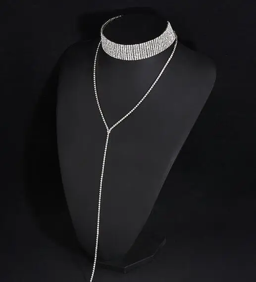 Fashion Sexy Crystal Choker Necklaces Long Tassel Statement Multi-layer Rhinestone Gold Silver Chain Collar Party Women Jewelry
Fashion Sexy Crystal Choker Necklaces Long Tassel Statement Multi-layer Rhinestone Gold Silver Chain Collar Party Women Jewelry