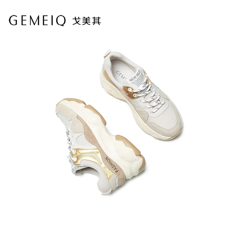 GEMEIQ 2019 Autumn women's shoes leather mesh yarn color breathable thick bottom pine cake casual hiking women's shoes
GEMEIQ 2019 Autumn women's shoes leather mesh yarn color breathable thick bottom pine cake casual hiking women's shoes