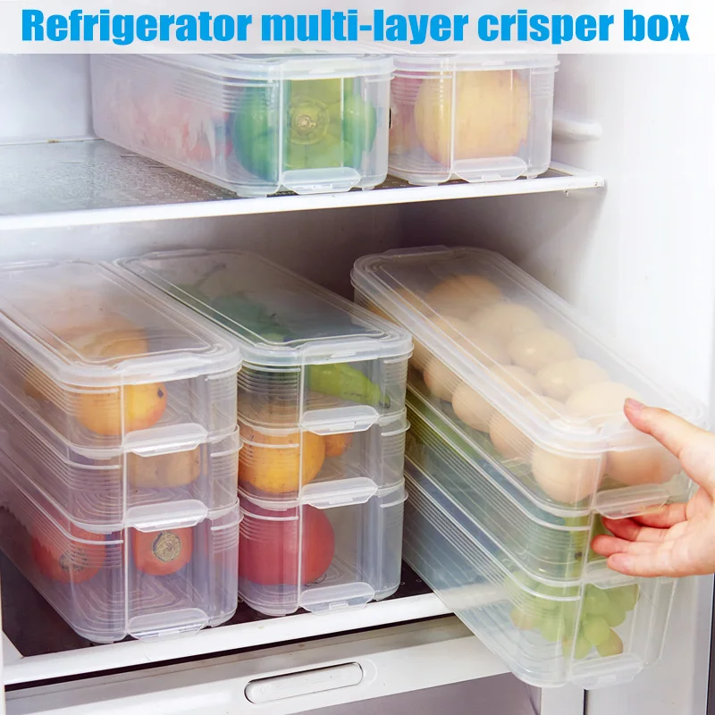 

1pc Plastic Storage Bins Refrigerator Food Containers with Lid for Kitchen Cabinet Freezer Dropshipping FAS