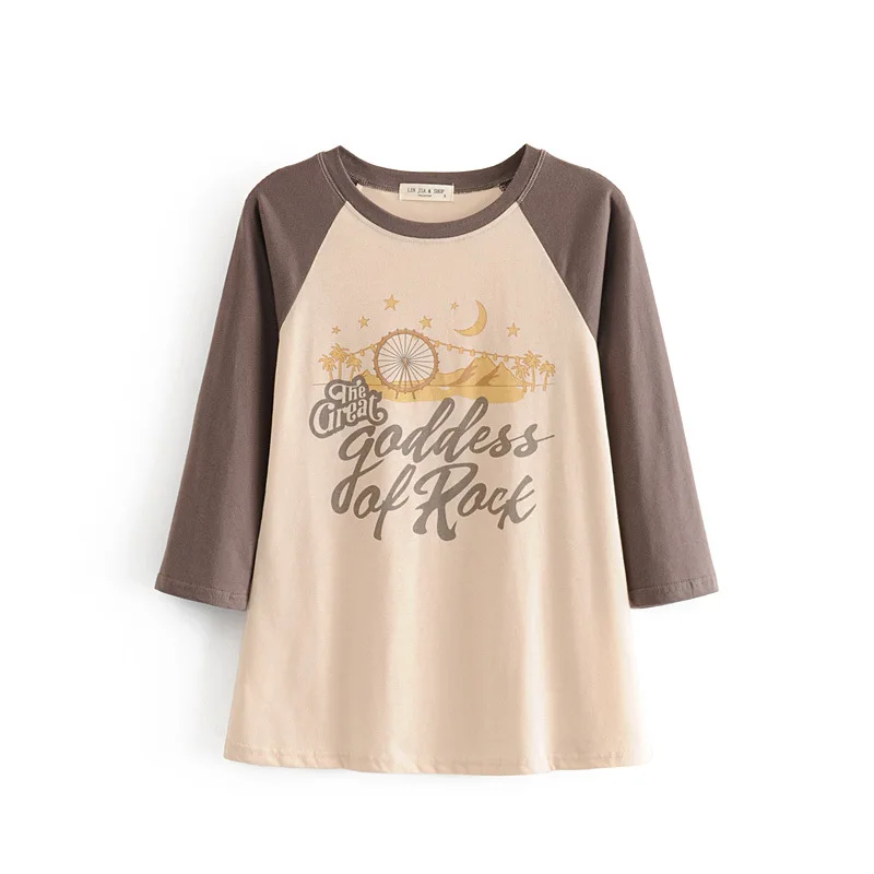 2019 Women Casual moon Print Letters T Shirt Fashion Contrast color Tee Summer O neck 3/4 sleeve Shirt Female Tops C905
2019 Women Casual moon Print Letters T Shirt Fashion Contrast color Tee Summer O neck 3/4 sleeve Shirt Female Tops C905
