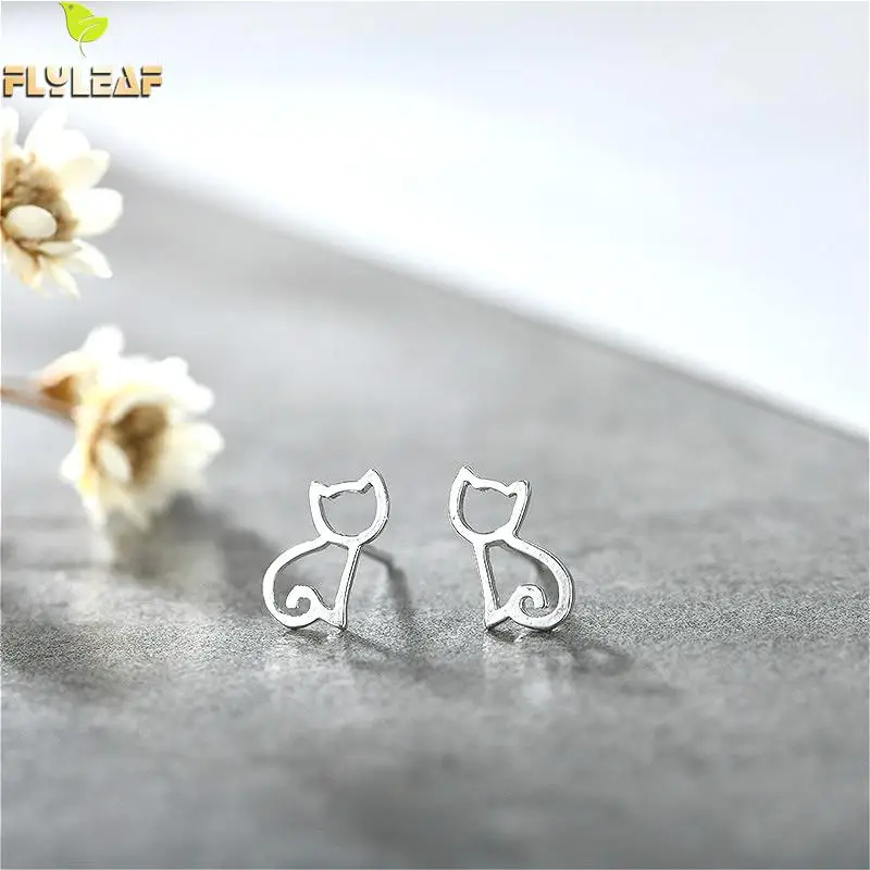 Flyleaf 925 Sterling Silver Hollow Cat Stud Earrings For Women Prevent Allergies Personality Simple Fashion Jewellery
Flyleaf 925 Sterling Silver Hollow Cat Stud Earrings For Women Prevent Allergies Personality Simple Fashion Jewellery