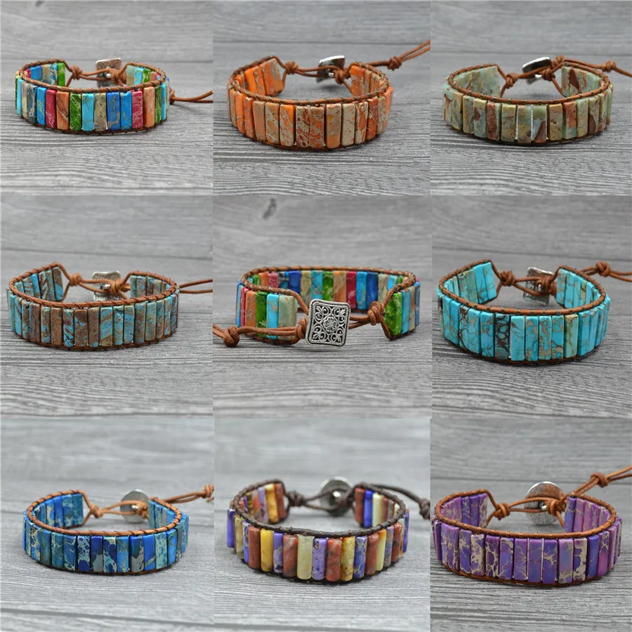 Wholesale 8 Styles Colorful Regalite Gems Stone Wrap Bracelet Hand Woven One Layer Leather Bracelets Fashion Unisex Boho Jewelry
Wholesale 8 Styles Colorful Regalite Gems Stone Wrap Bracelet Hand Woven One Layer Leather Bracelets Fashion Unisex Boho Jewelry