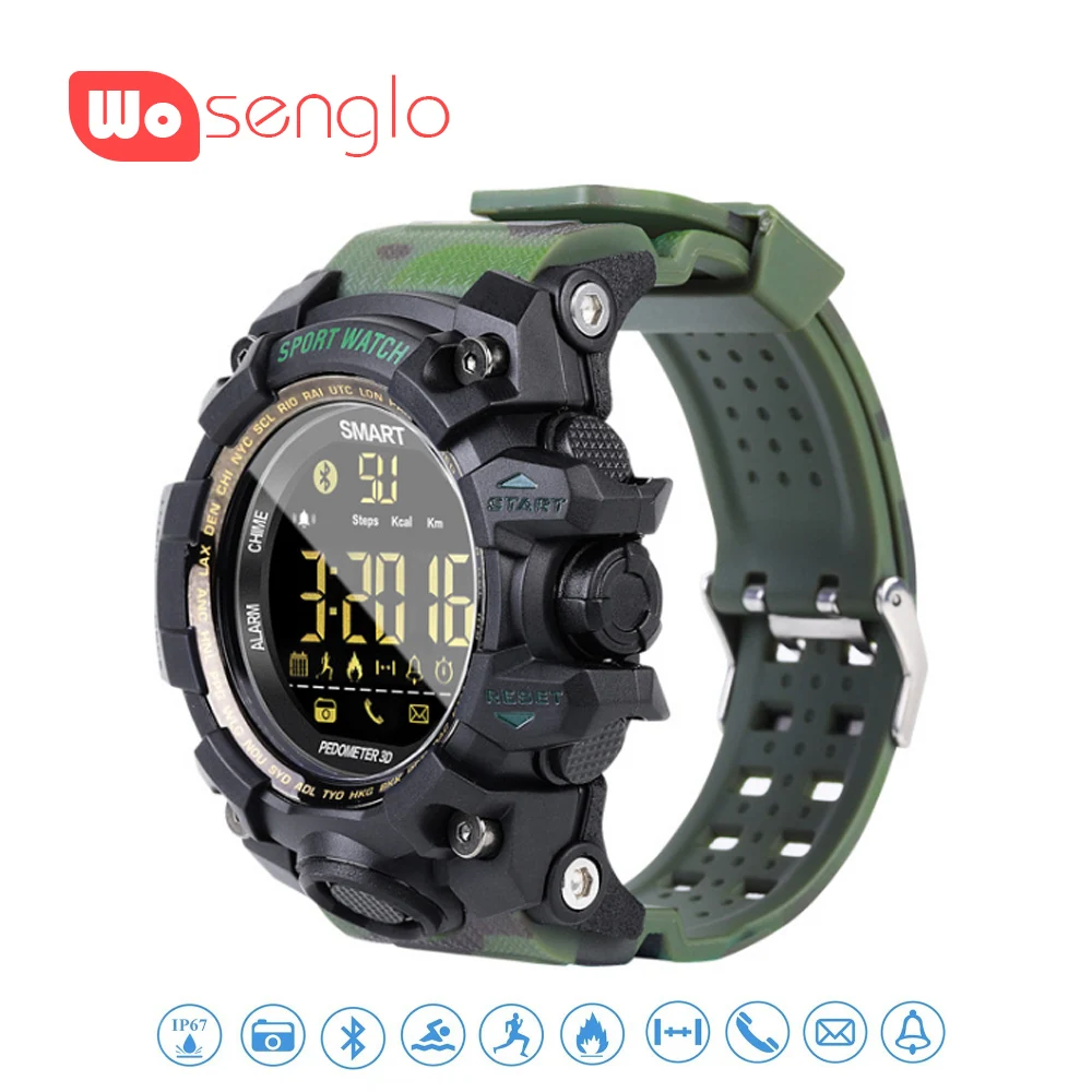 EX16S Smart Watch IP67 Waterproof Men Sports Alarm Long Standby Camouflage Straps Military For Xiaomi Samsung Apple iPhone 8 X
EX16S Smart Watch IP67 Waterproof Men Sports Alarm Long Standby Camouflage Straps Military For Xiaomi Samsung Apple iPhone 8 X