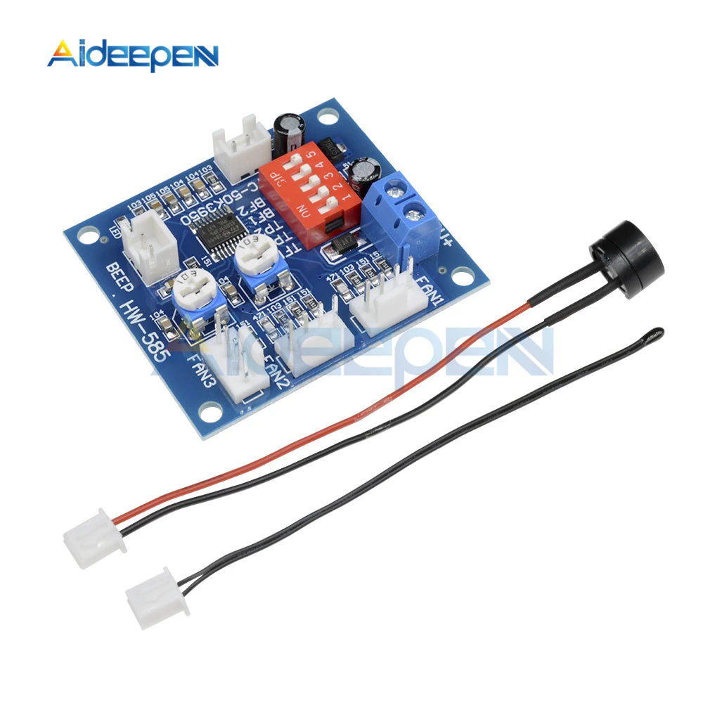 DC 12V NTC 3950 Thermistor PWM Temperature Probe Speed Controller Board Control Module Buzzer 5A CPU Fan High-Temp Alarm
DC 12V NTC 3950 Thermistor PWM Temperature Probe Speed Controller Board Control Module Buzzer 5A CPU Fan High-Temp Alarm