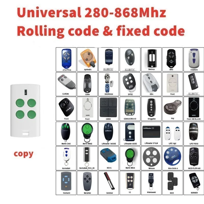 Multi frequency 280-868mhz clone for DITEC DEA garage door remote control