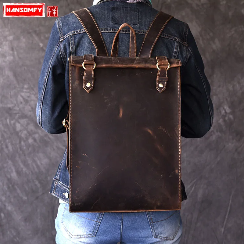 New Men's Backpack Men Genuine Leather Shoulder Bags Retro Laptop Large Capacity Travel Crazy Horse Leather 14" Cow Leather Male
New Men's Backpack Men Genuine Leather Shoulder Bags Retro Laptop Large Capacity Travel Crazy Horse Leather 14" Cow Leather Male