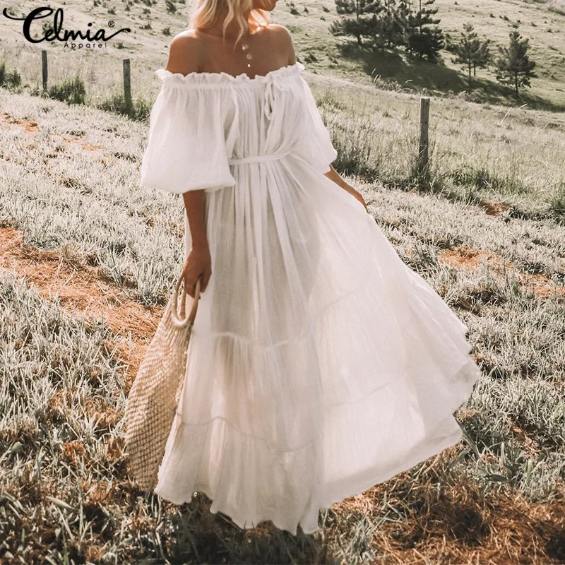 2019 Celmia Women Long Dress Summer Sexy Off Shoulder Swing Party Beach Dress Solid Casual Ruffle Maxi Vestidos Robe Oversized
2019 Celmia Women Long Dress Summer Sexy Off Shoulder Swing Party Beach Dress Solid Casual Ruffle Maxi Vestidos Robe Oversized