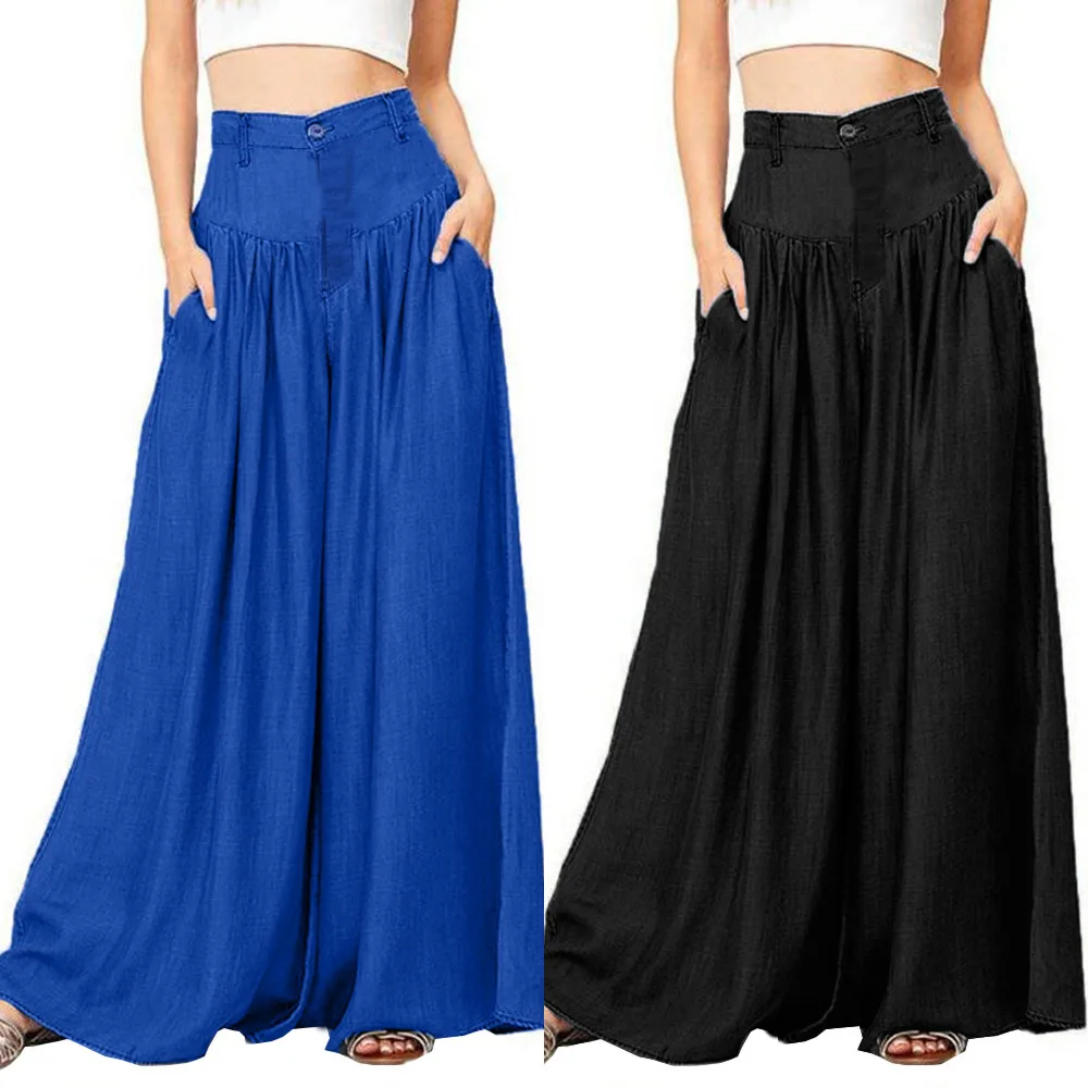 Women Plus Sizes Soft Pantalon Wide Legs Pants Hot Sale Casual Solid Color High Waist Bell Bottom Loose Trousers For Ladies
Women Plus Sizes Soft Pantalon Wide Legs Pants Hot Sale Casual Solid Color High Waist Bell Bottom Loose Trousers For Ladies