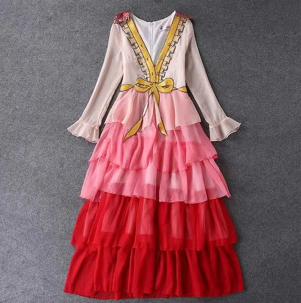Spring Summer Bow sequins embroidered V-neck Long Sleeve Silk Cake patchwork Dress Women Elegant party a-line dress
Spring Summer Bow sequins embroidered V-neck Long Sleeve Silk Cake patchwork Dress Women Elegant party a-line dress