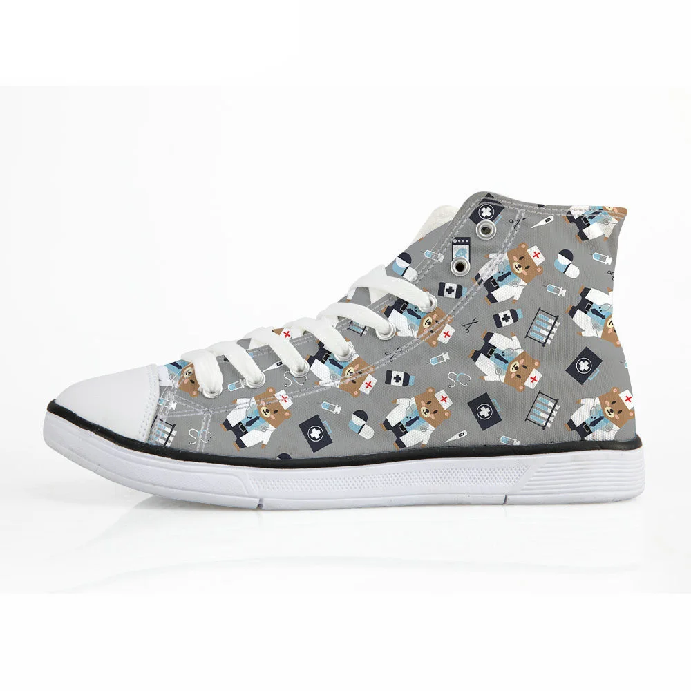 NOISYDESIGNS Hot Classic Women High Top Vulcainze Shoes Cartoon Doctor Bear Print Lacing Canvas Shoes Ladies Girl Zapatos Mujer
NOISYDESIGNS Hot Classic Women High Top Vulcainze Shoes Cartoon Doctor Bear Print Lacing Canvas Shoes Ladies Girl Zapatos Mujer