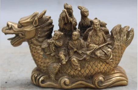 RHS0116 Marked Chinese Folk Bronze Myth FengShui 8 Immortal God Sit Dragon boat Statue
RHS0116 Marked Chinese Folk Bronze Myth FengShui 8 Immortal God Sit Dragon boat Statue